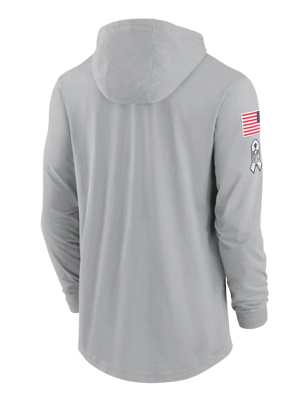 2024 Chicago Bears Salute to Service Long Sleeve Hooded T-Shirt