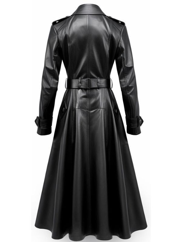 Men’s Black Leather Trench Coat – Stylish & Timeless