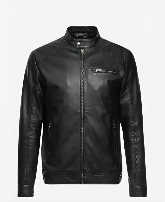 Men’s Cafe Racer Classic Black Leather Jacket