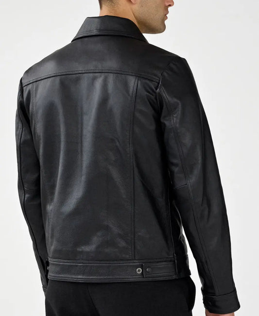 Men’s Black Leather Tucker Jacket