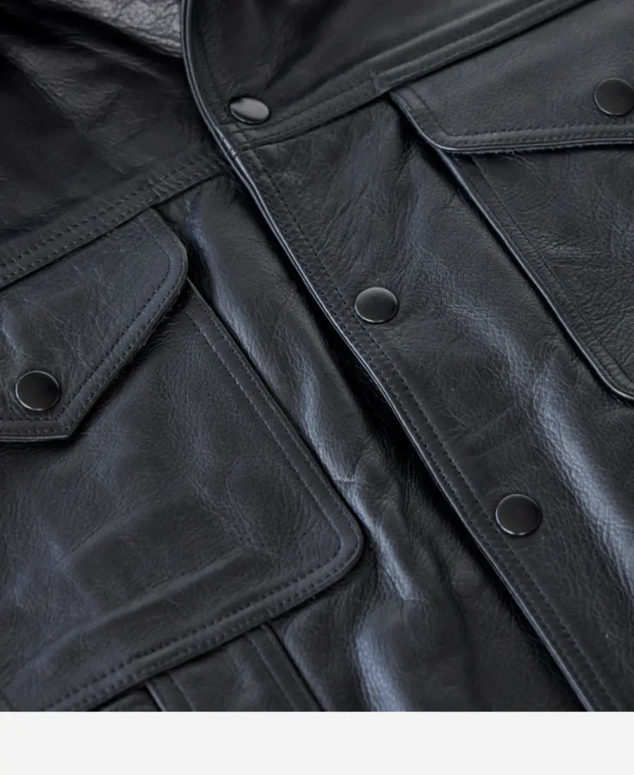 Men’s Black Leather Tucker Jacket