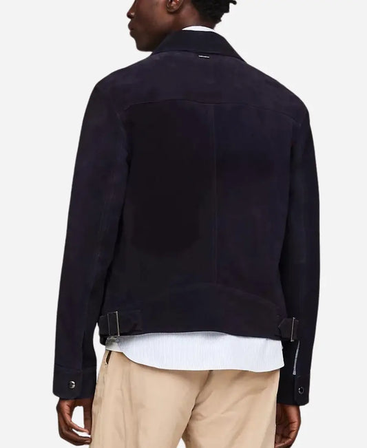 Men’s Blue Suede Leather Jacket
