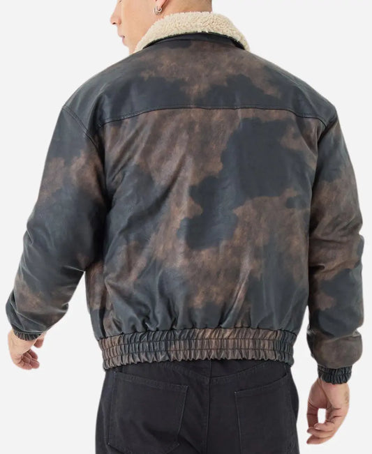 Men’s Sheepskin Distressed Brown Fur Collar Jacket