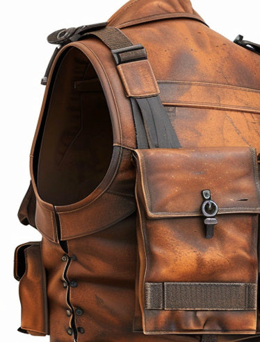 Rust Brown Men’s Special Military Distressed Leather Vest