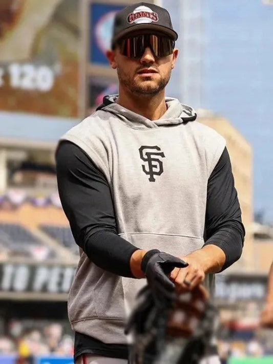 SF Giants Grey Sleeveless Hoodie – Grey Pullover Fleece