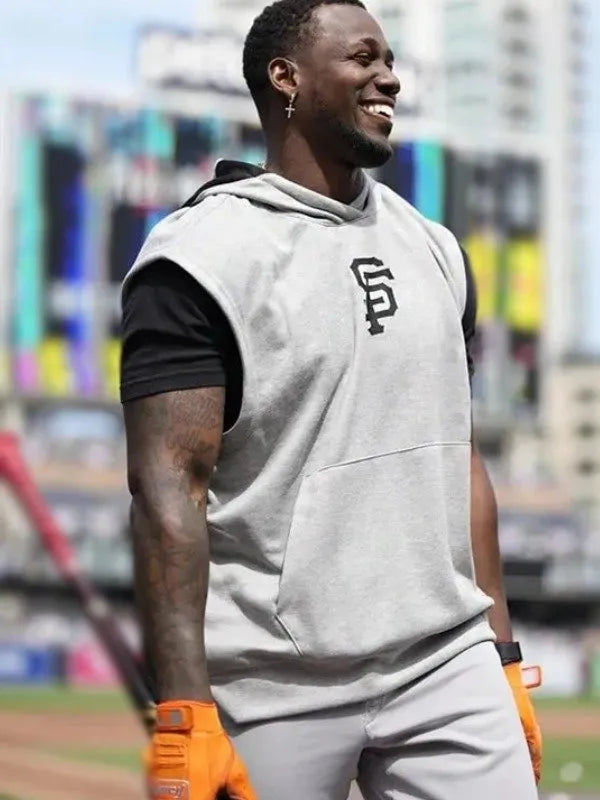 SF Giants Grey Sleeveless Hoodie – Grey Pullover Fleece