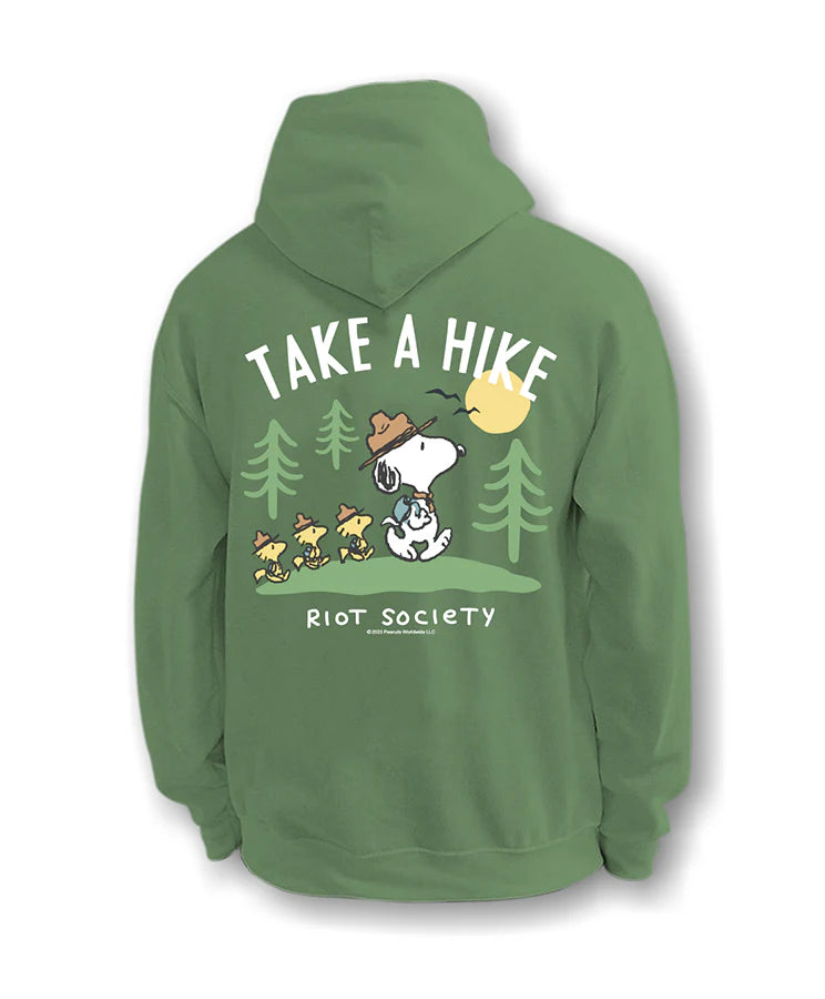 iot Society Peanuts Snoopy Take a Hike Hoodie – Green Fleece Pullover