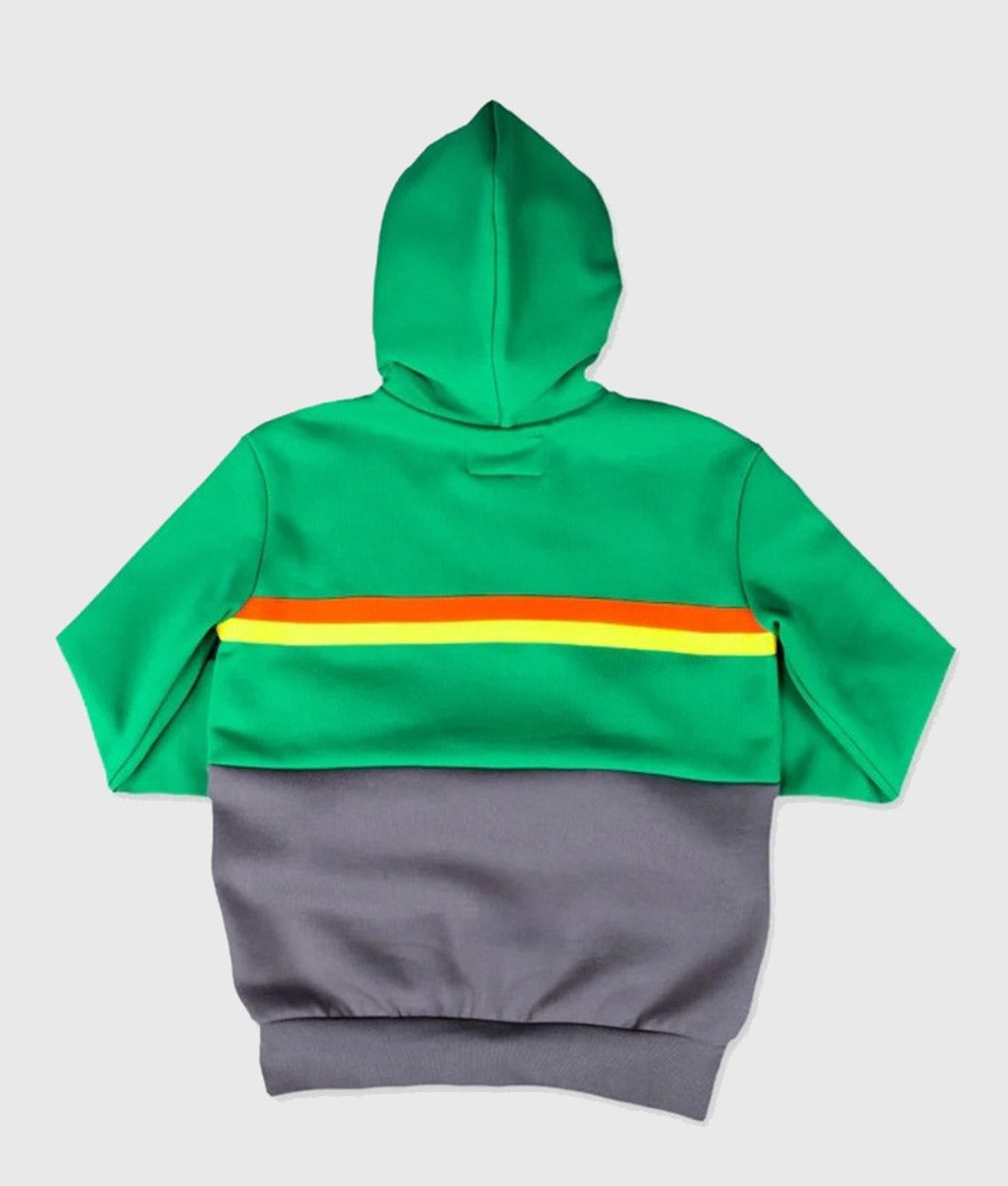 Super Mall Green & Grey Pullover Hoodie