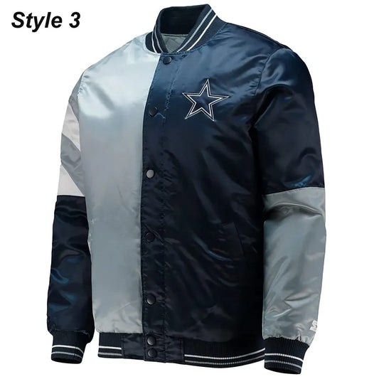 Dallas Cowboys The Tradition II Satin Blue and Grey Jacket