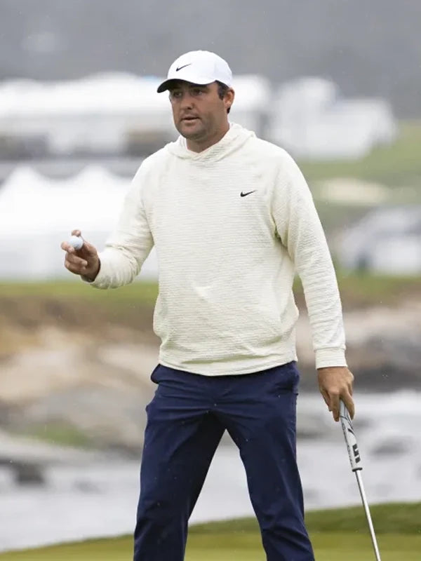 Scottie Scheffler Nike Golf Hoodie – Grey and White Pullover