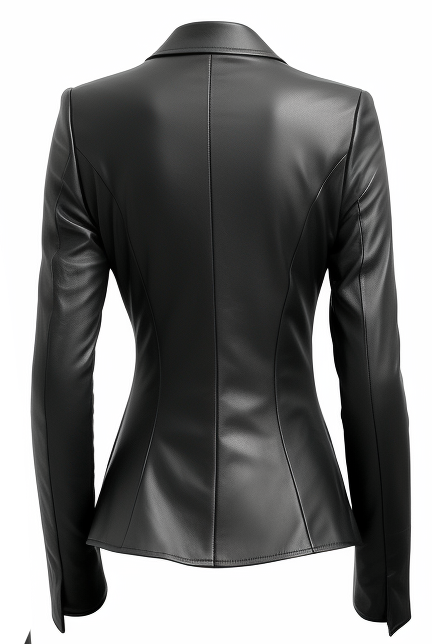 Women’s Black Leather Slim Fit Coat – Elegant & Tailored