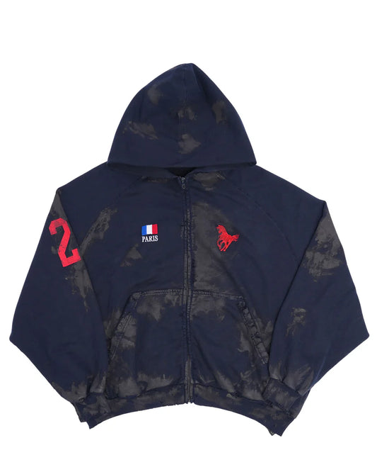 Balenciaga Distressed Polo Zip-Up Hoodie