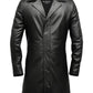 Men Black Leather Coat- Long Leather Coat