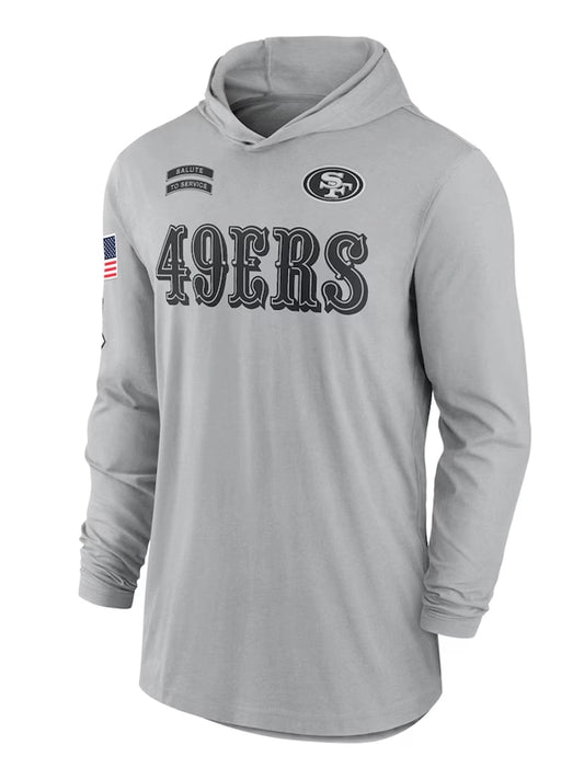 2024 San Francisco 49ers Salute to Service Long Sleeve Hooded T-Shirt