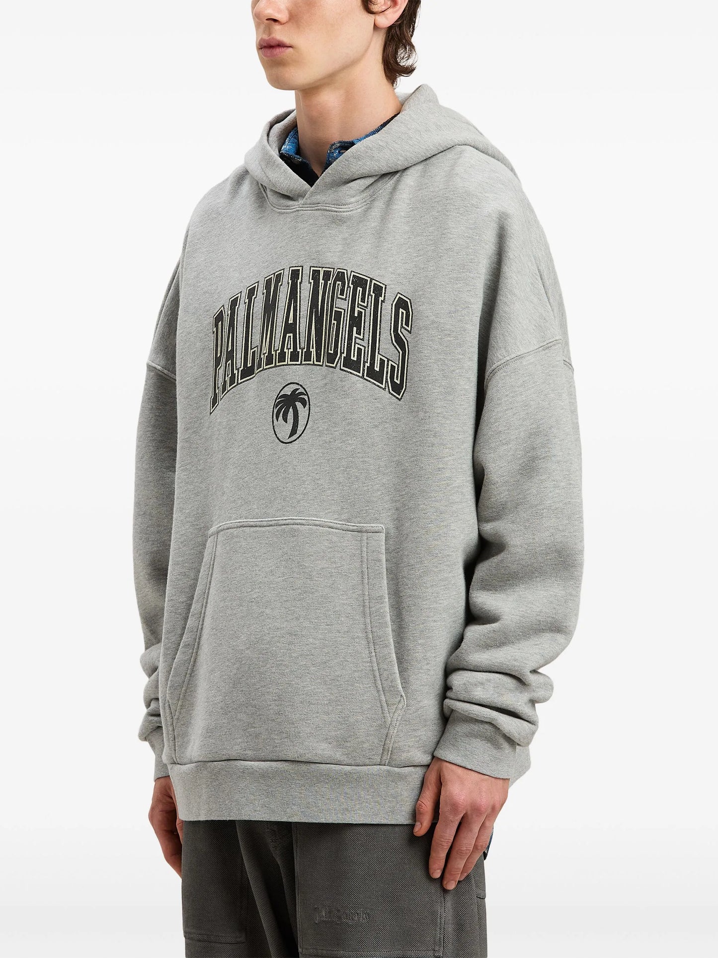 Palm Angels College Logo Oversized Hoodie – Grey