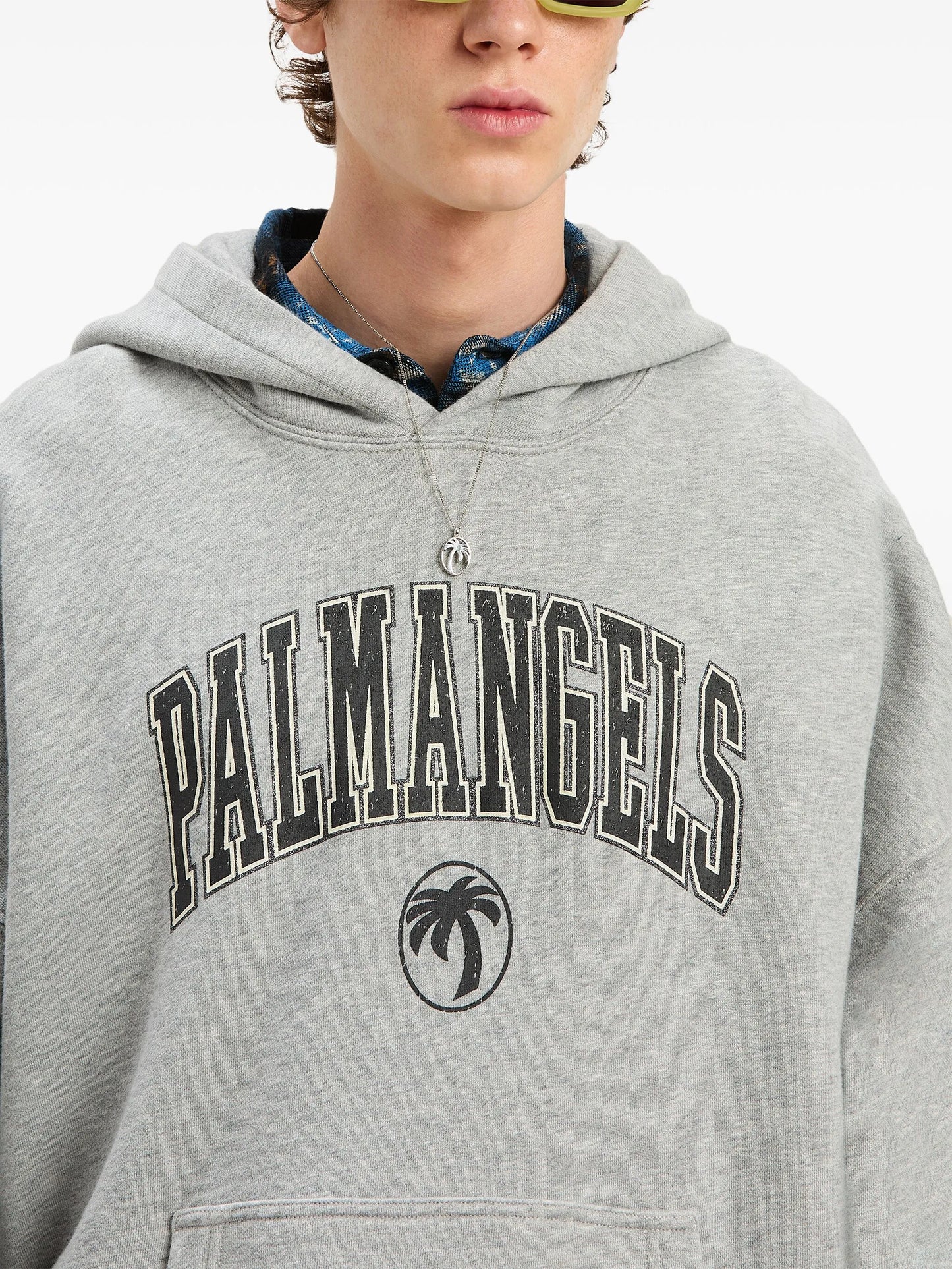 Palm Angels College Logo Oversized Hoodie – Grey