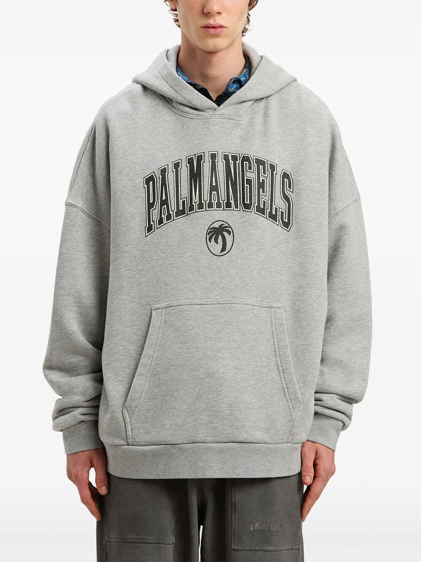 Palm Angels College Logo Oversized Hoodie – Grey
