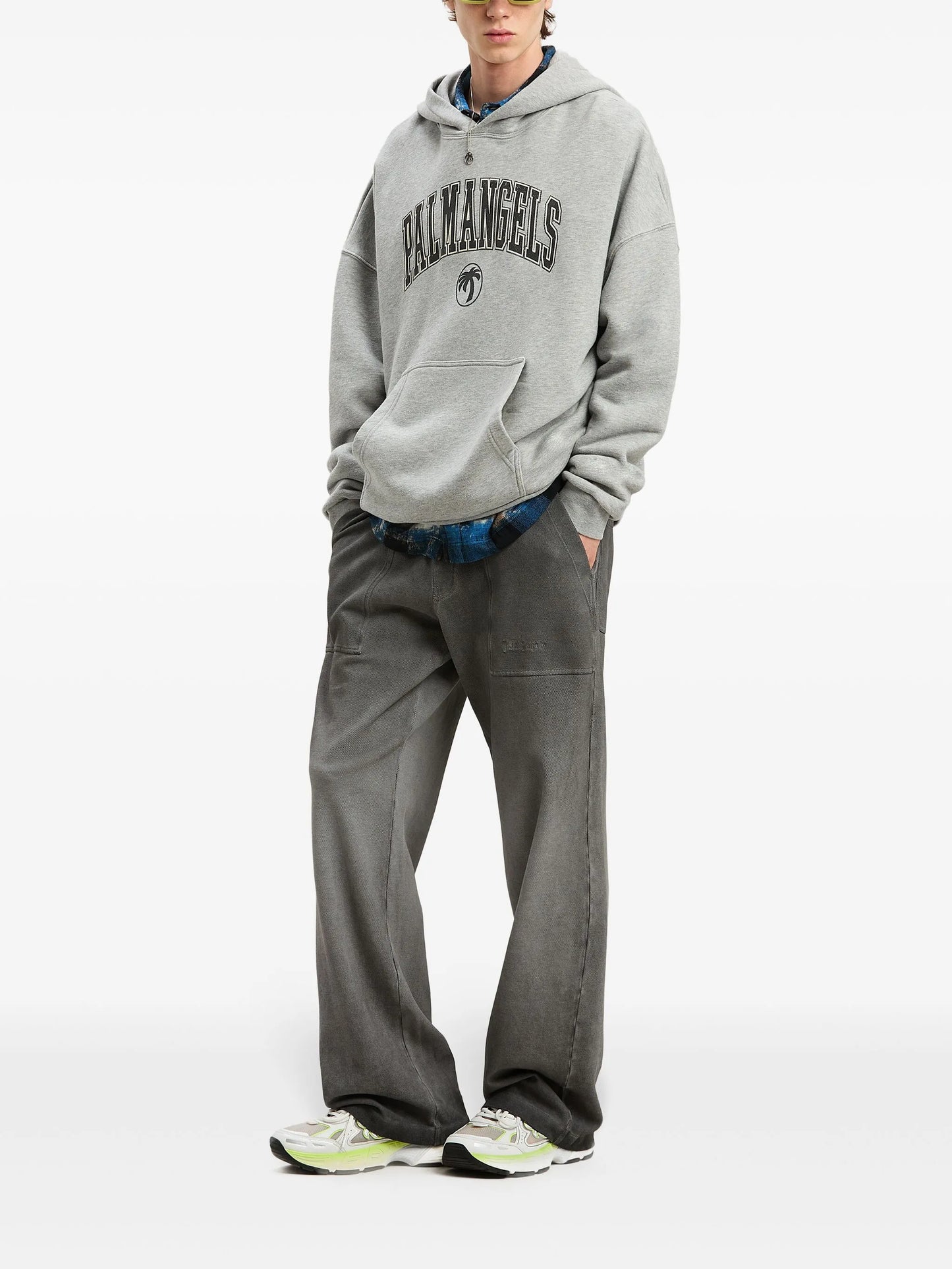 Palm Angels College Logo Oversized Hoodie – Grey
