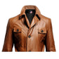 Vintage Brown Women Leather Long Coat