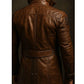 Yahya Leather Brown Long Coat - Men Long Coat Brown