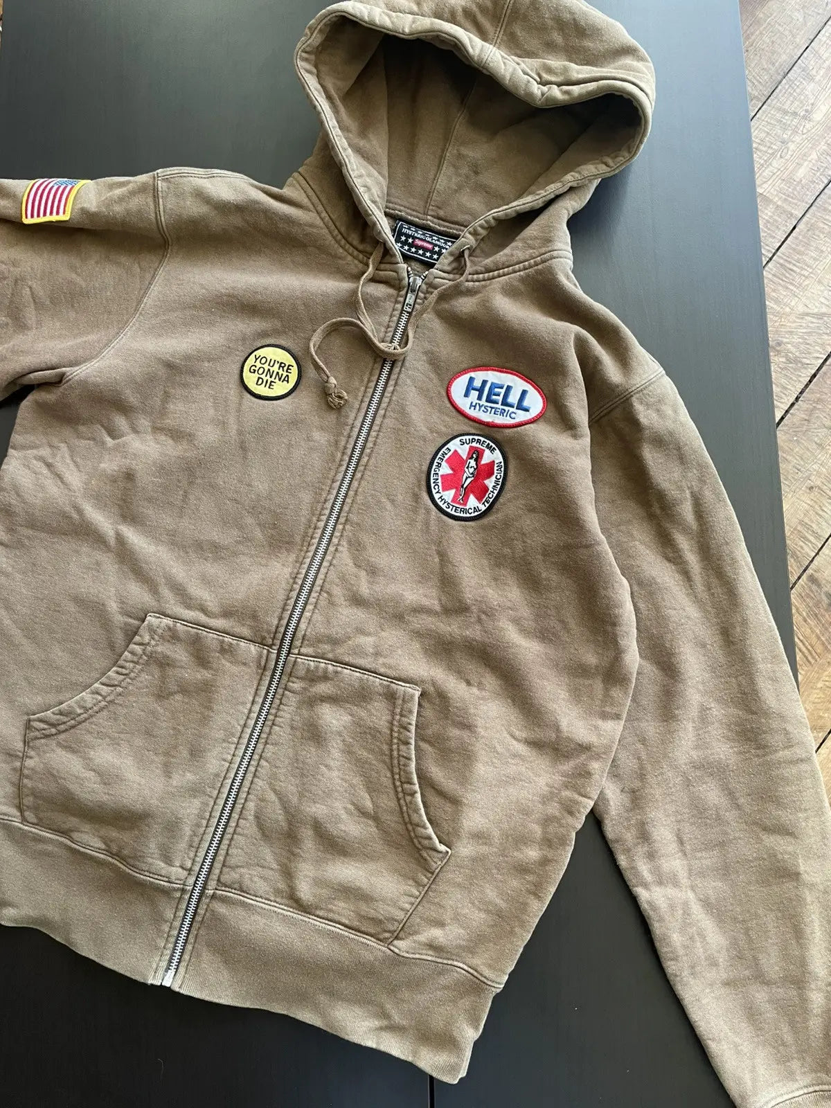 Supreme Hysteric Glamour "Fuck Hand Skeleton" Green Hoodie