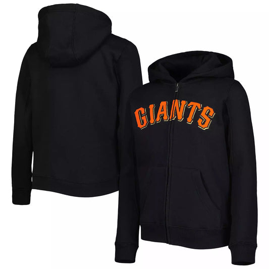 SF Giants Zip-Up Hoodie – Black and Orange Fleece