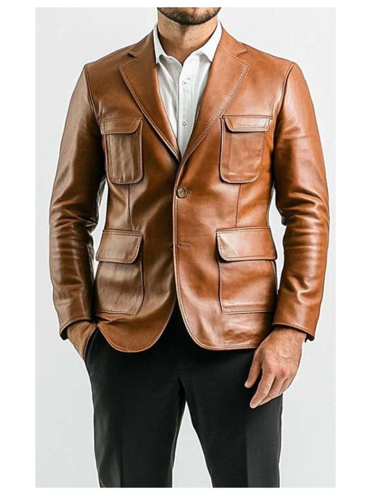 Arthur Tan Premium Leather Blazer
