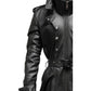 Black Stylish Leather Coat - Hooded Leather Coat