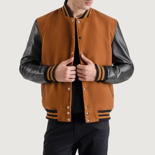 Brown & Black Varsity Letterman Jacket