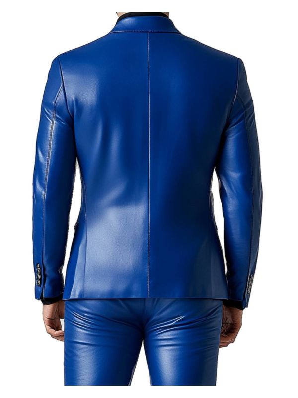 Charlie Blue Leather Blazer - Leather Blazer for Men