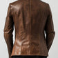 Ethan Distressed Brown Leather Blazer - Brown Leather Jacket