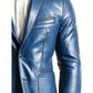 George Blue Leather Blazer - Leather Blazer for Men Blue