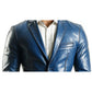 George Blue Leather Blazer - Leather Blazer for Men Blue