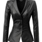 Gillian Black Leather Women Coat Blazer