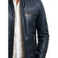Harrison Blue Leather Jacket - Men Leather Jacket Blue