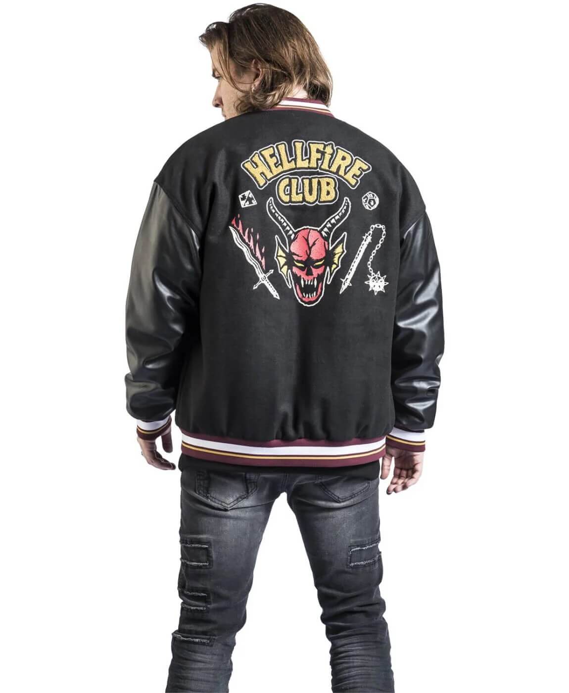 Hellfire Club Black Wool Varsity Jacket