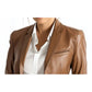 Jack Brown Leather Blazer - Leather Blazer for Women Brown