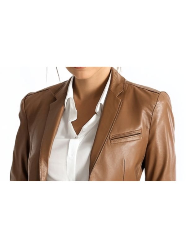 Jack Brown Leather Blazer - Leather Blazer for Women Brown