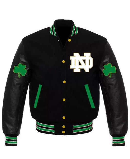 Letterman Notre Dame Fighting Irish Black Varsity Jacket