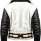 Men Aviator B3 Bomber Leather Jacket - Black and white