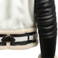 Men Aviator B3 Bomber Leather Jacket - Black and white