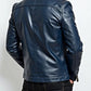 Men Leather Jacket - Navy Blue Leather Jacket