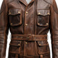 Men Military Style Vintage Leather Jacket
