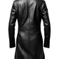 Men Stylish Black Long Leather Coat