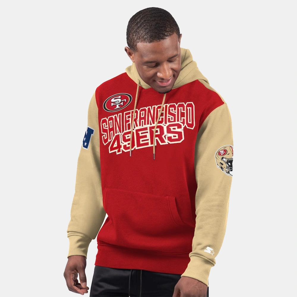 San Francisco 49ers Starter Scarlet Extreme Hoodie – Red &amp; Beige Pullover
