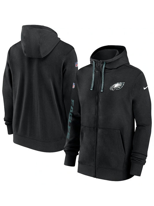 Recreation – Philadelphia Eagles Black Sideline Club Full-Zip Hoodie