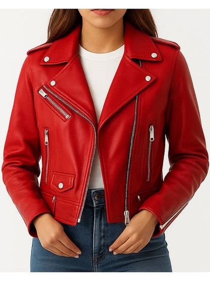 Olivia Leather Red Jacket – Women’s Red Leather Jacket