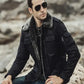Aurora Mens Black Sheepskin Leather Faux Shearling Jacket