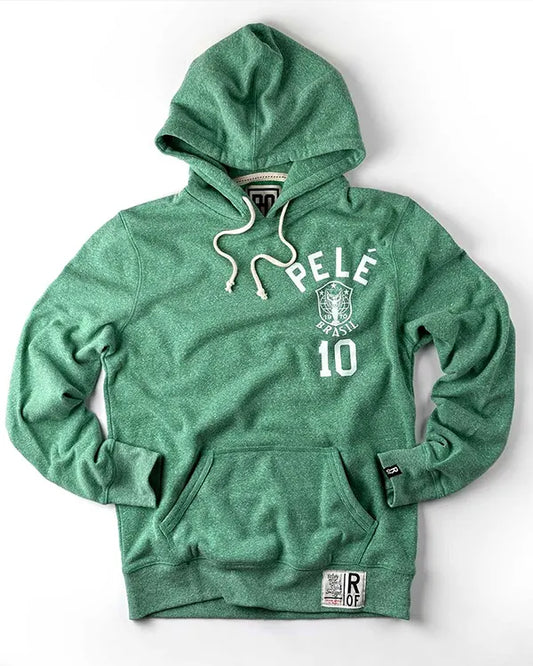 Pelé Brasil 10 Green Hoodie – Classic Football Legend Pullover