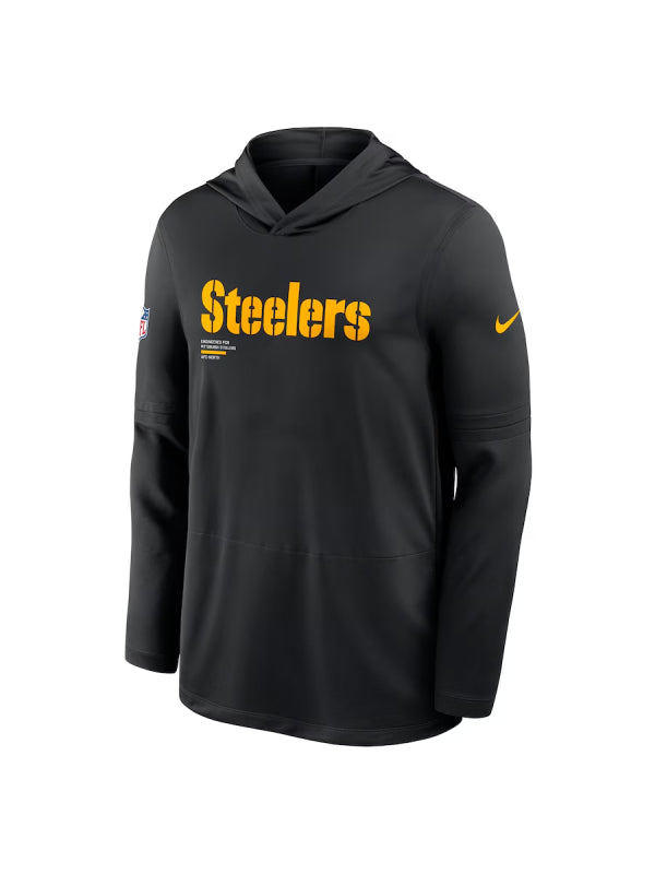 Pittsburgh Steelers Sideline Performance Long Sleeve Hoodie T-Shirt (Recreated)